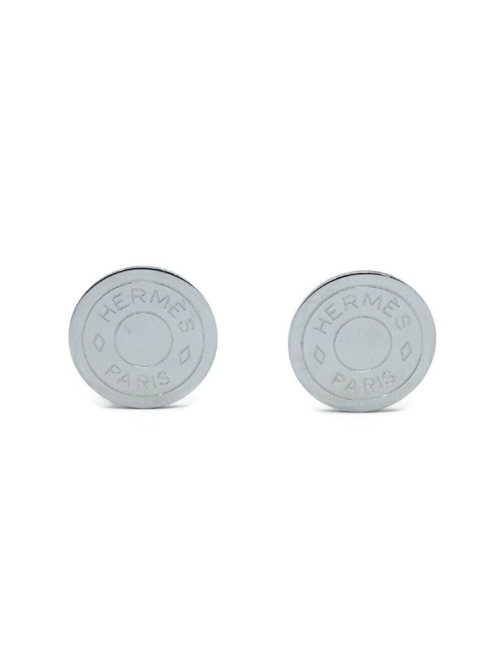 Hermes Sellier Earrings Silver